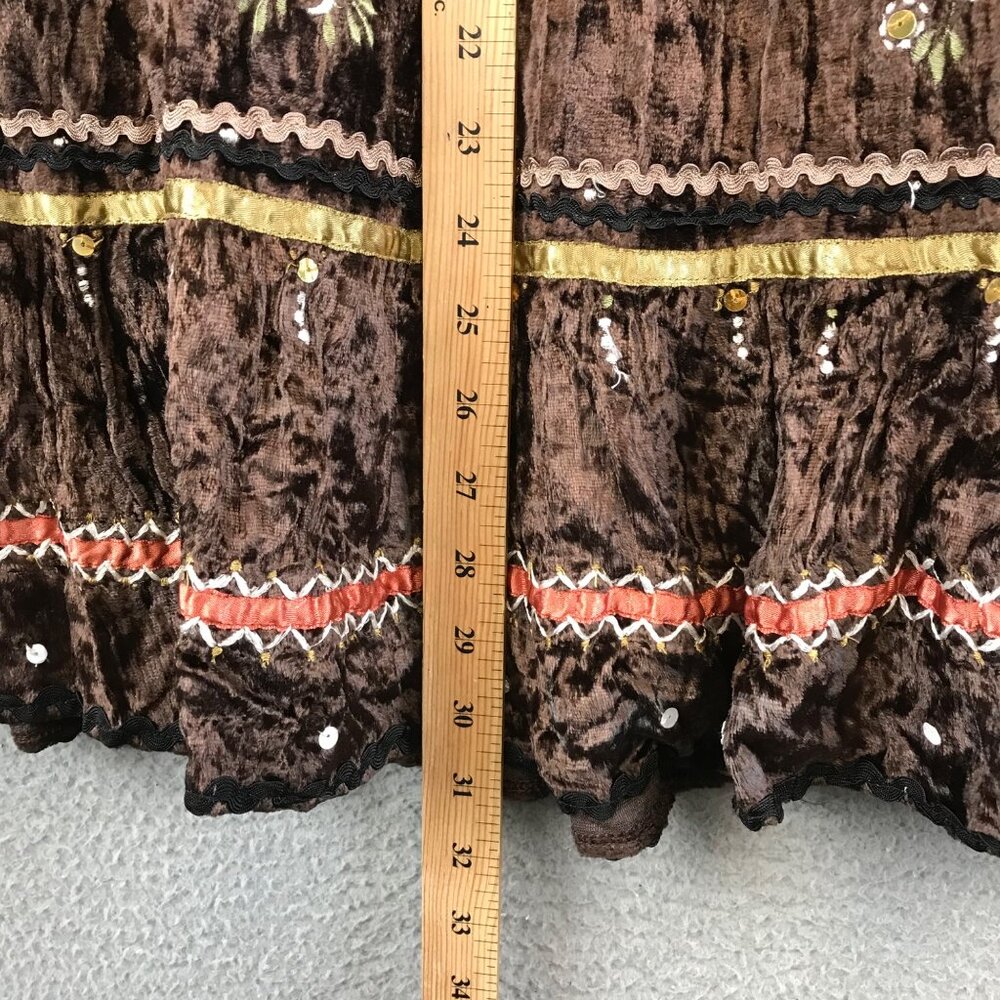 Chaudry KC Y2K Velvet Embellished Boho Maxi Skirt size M - Picture 7 of 10